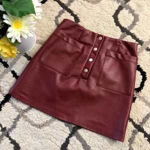 Faux Leather Skirt ( Burgundy/S )